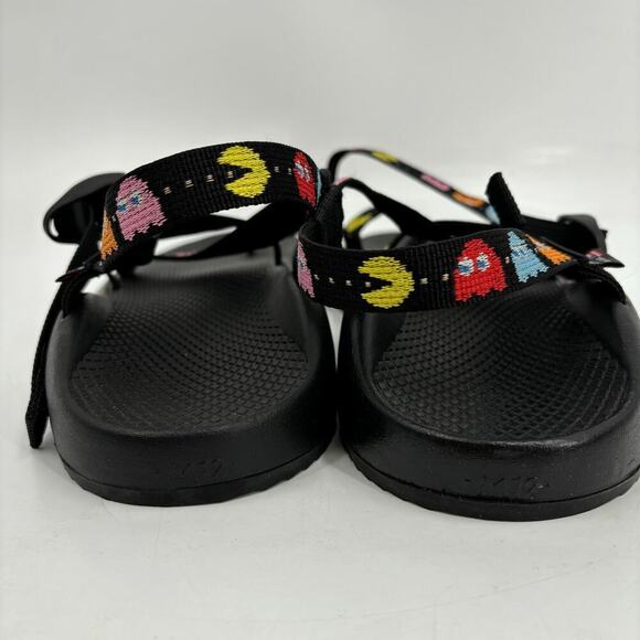 Chaco Z Men's Toe Loop Sandals Pac-Man Scaredy Ghost Black Size 12 - Picture 5 of 9